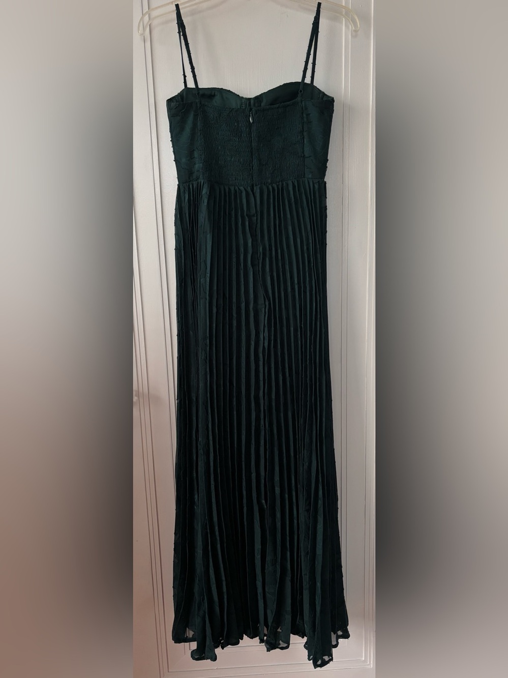 Lulus Dacie Emerald Floral Burnout Pleated Bustier Maxi Dress Green XS HEMMED - Picture 3 of 6